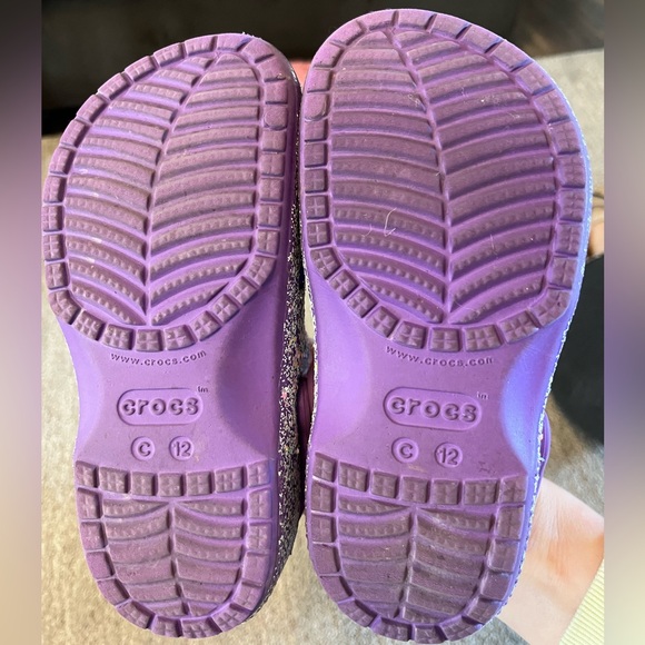 Purple Glitter Crocs, Gently Worn, Childs Sz 12, Smoke Free Home - Picture 5 of 5